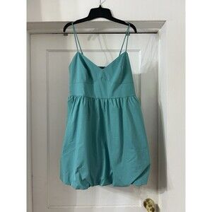 Express Green Bubble Hem Mini Dress Size Large Babydoll Vacay Wedding Concert